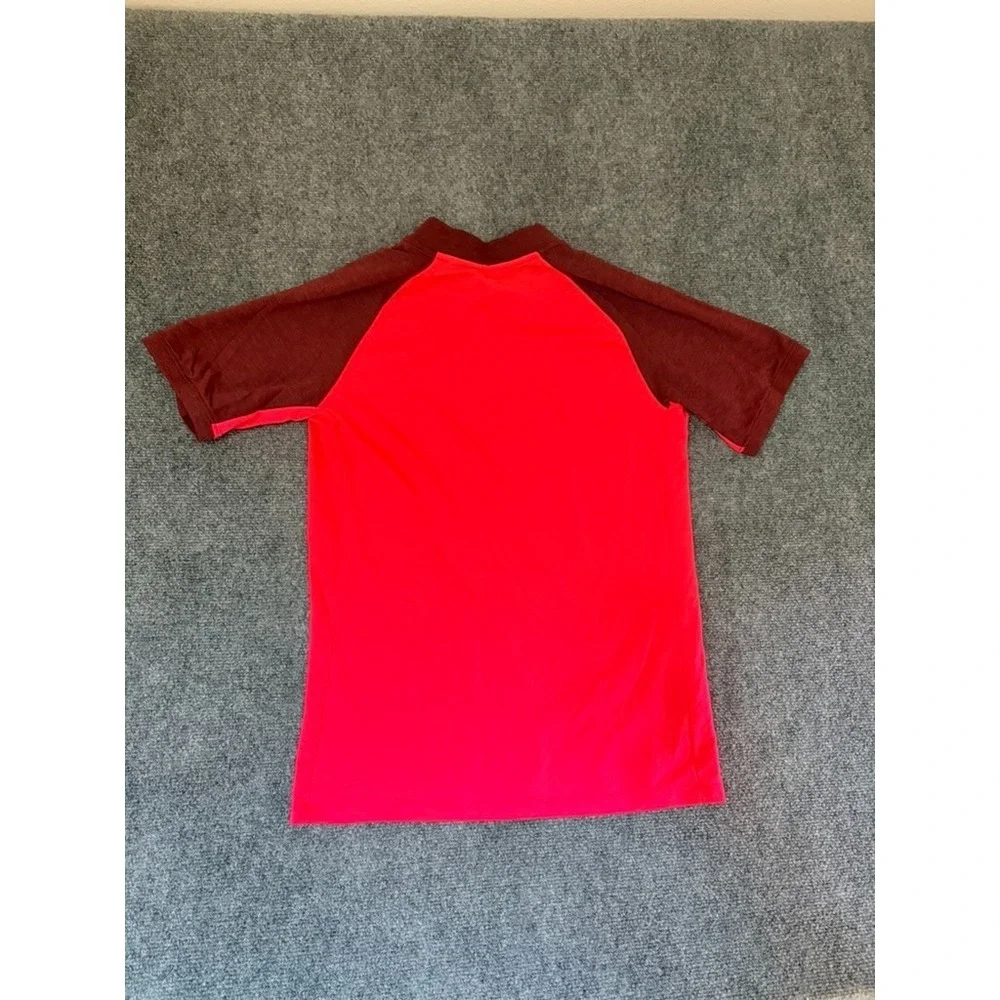 Nike Golf Mens Dri-fit Blade Collar Shirt Red Maroon Raglan Short Sleeve Small